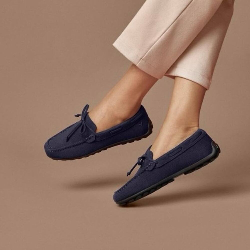 Womens Vivaia Jackie Square Toe Loafers Navy Blue Size 40/ EUC!